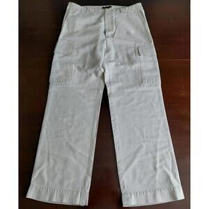 Linen Cargo Pants Men 34x32 Beige Straight Leg Button Fly Banana Republic